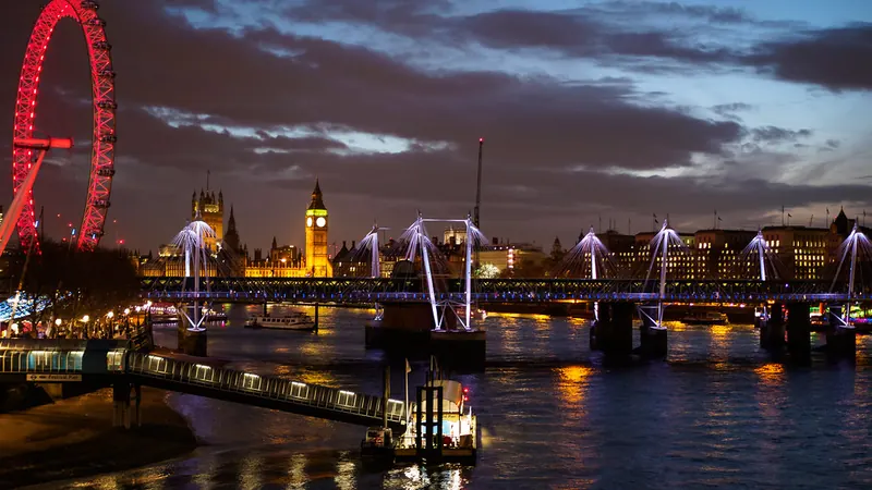 London Eye and Westminster by the Thames at night