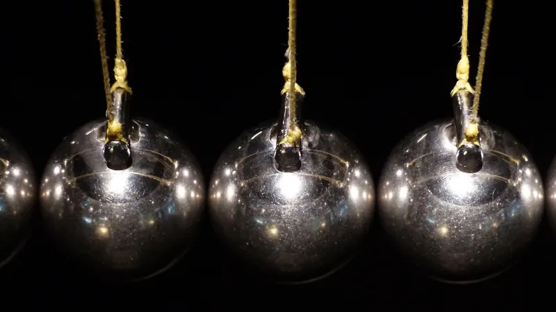 Steel balls of a Newton's cradle